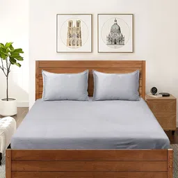 Saral Home Grey Cotton 210 TC Queen Bedsheet with 2 Pillow Covers-image-32