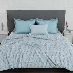MYTRIDENT Blue Geometric 100% Cotton 144 TC Queen Bedsheet with 2 Pillow Covers-image-61