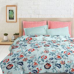 Enchant Home Blue and Pink Floral 120 TC Queen BedsheetSet- 2.54 m x 2.28 m-image-72