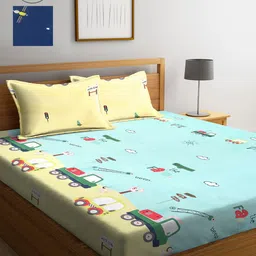 Arrabi Pack of 2 Printed 300 TC King Bedsheet with 4 Pillow Covers-14