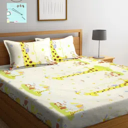 Arrabi Pack of 2 Printed 300 TC King Bedsheet with 4 Pillow Covers-22