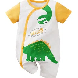 StyleCast Infant Boys White Graphic Printed Pure Cotton Rompers-image-47