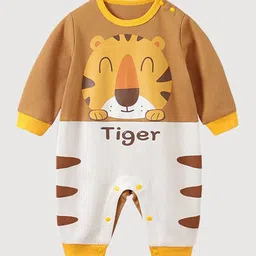 StyleCast Infant Boys Yellow Printed Cotton Rompers-image-48