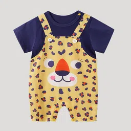 StyleCast Infants Boys Yellow Printed Round Neck Short Sleeve Cotton Rompers-image-45