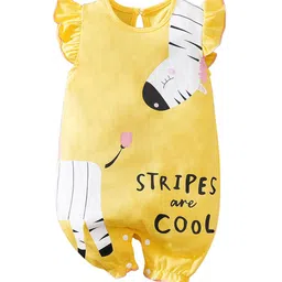 StyleCast Yellow Infant Girls Printed Cotton Rompers-10
