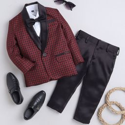 Jeetethnics Boys Self Design Single-Breasted Silk Cotton 5-Piece Party Suit-picture-19