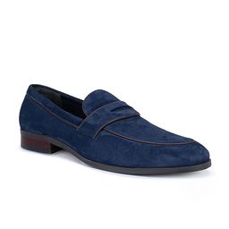ROSSO BRUNELLO Men Navy Blue Leather Loafers Formal Shoes-image-77