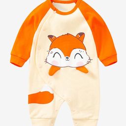 StyleCast Infants Beige & Orange Printed Cotton Rompers-image-40