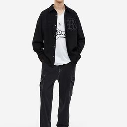 H&M Men Loose Cargo Style Denim Joggers-image-12