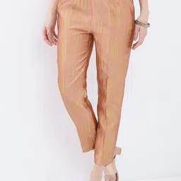 KETCH Women Pink Mid-Rise Cropped Peg Trousers-image-47