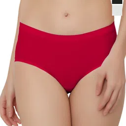 Bella Voste Pack Of 3 Seamless Hipster Briefs PT-810-Black-White-Red-XL-image-80
