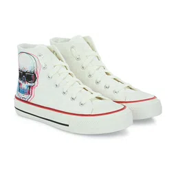 CROWCIA LONDON Men Printed Round Toe Lightweight Canvas Sneakers-image-34
