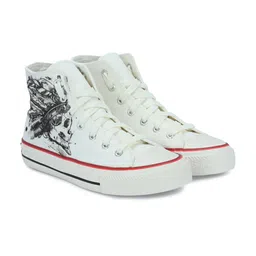 CROWCIA LONDON Men Printed Round Toe Lightweight Canvas Sneakers-image-86