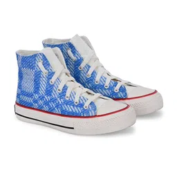 CROWCIA LONDON Men Printed Round Toe Lightweight Canvas Sneakers-image-93
