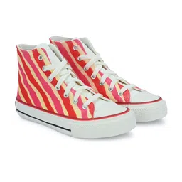 CROWCIA LONDON Men Printed Round Toe Lightweight Canvas Sneakers-12