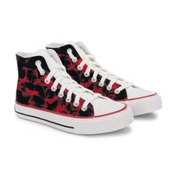 CROWCIA LONDON Men Printed Round Toe Lightweight Canvas Sneakers-image-26