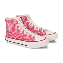 CROWCIA LONDON Men Printed Round Toe Lightweight Canvas Sneakers-picture-13