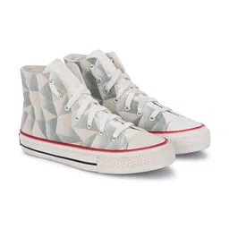 CROWCIA LONDON Men Printed Round Toe Lightweight Canvas Sneakers-image-58