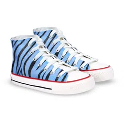 CROWCIA LONDON Men Printed Round Toe Lightweight Canvas Sneakers-image-83