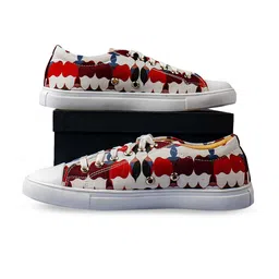 KobSook Men Printed Low Ankle Comfort Insole Canvas Contrast Sole Sneakers-picture-8