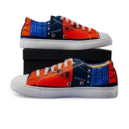 KobSook Men Printed Low Ankle Comfort Insole Canvas Contrast Sole Sneakers-picture-36