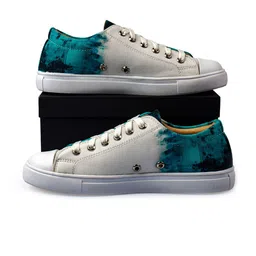 KobSook Men Printed Low Ankle Comfort Insole Canvas Contrast Sole Sneakers-42