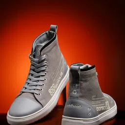 Solethreads Men  Textured Memory Foam Contrast Sole  High-Top Canvas Lace-Up Sneakers-5