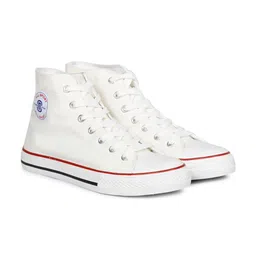 MOZAFIA Men Canvas Lace-up Casual High Top Sneakers-image-91