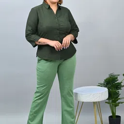 Mlada Women Plus Size Original Flared Fit Low-Rise Lint Free Bootcut Trousers-picture-7