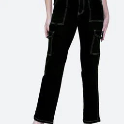 FCK-3 Women Straight Fit High-Rise Stretchable Denim Cargos-picture-13