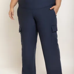 Amydus Women Plus Size High-Rise Tummy Shaper Cargo Trousers-image-13