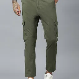 Code 61 Men Slim Fit Low-Rise Flat Front Cargos image 1