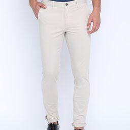 Basics Men Beige Tapered Fit High-Rise Chinos Trousers-picture-20