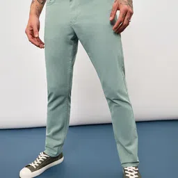 Beyoung Men Mid-Rise Easy Wash Pure Cotton Chinos-image-40