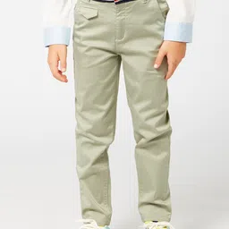 One Friday Boys Green Solid Trousers-image-55