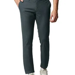 Basics Men Mid-Rise Flat-Front Cotton Tapered Fit Chinos Trousers-picture-12