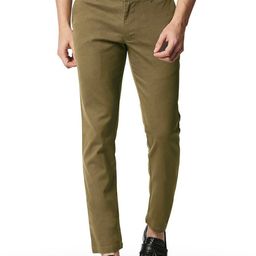 Basics Men Tapered Fit Mid-Rise Plain Cotton Chinos Trousers-image-89