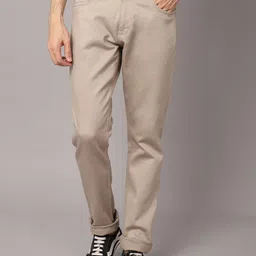 Cantabil Men Beige Solid Chinos Trousers-picture-3