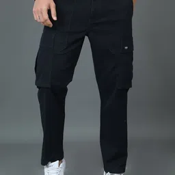 HERE&NOW Men Slim Fit Cotton Cargos Trousers-picture-25
