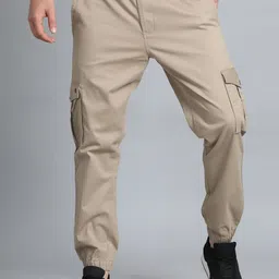 Bushirt Men Flat-Front Mid-Rise Cotton Classic Slim Fit Casual Joggers Trousers-image-93