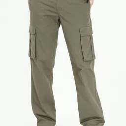 Tailoraedge MenTailored Mid-Rise Slim Fit Cotton Cargos-picture-1