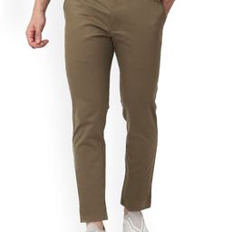 Basics Men Mid-Rise Plain Slim Fit Chinos Cotton Trouser-image-50