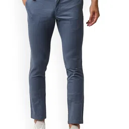 Basics Men Checked Tapered Fit Slim Fit Cotton Chinos Trousers-image-10