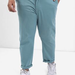 HIGHLANDER Men Blue Plus Size Slim Fit Trousers-image-101