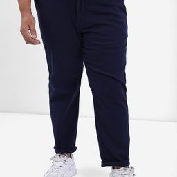 HIGHLANDER Men Navy Blue Plus Size Slim Fit Trousers-image-82