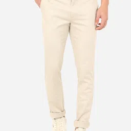 JADE BLUE Men Cream-Coloured Slim Fit Chinos Trousers-picture-40