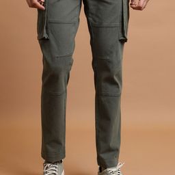 HIGHLANDER Men Olive Green Mid-Rise Cargos Trousers-image-40