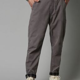 Breakbounce Men Charcoal Carrot Fit Cotton Chinos Trousers-image-99