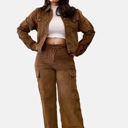 IZF Women Relaxed Straight Fit Mid Rise Corduroy Cargos-picture-38