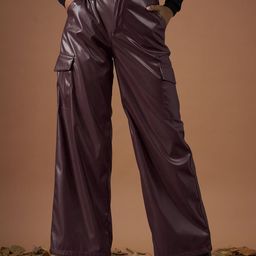 SASSAFRAS Women Maroon Straight Fit Cargos Trousers-image-41